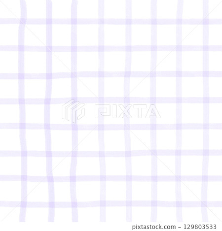 Purple White Plaid Gingham Madras Check Hand Drawn Background Pattern Overlay 129803533