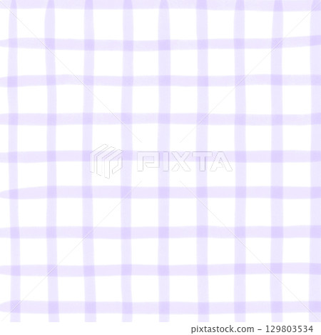 Purple White Plaid Gingham Madras Check Hand Drawn Background Pattern Overlay 129803534
