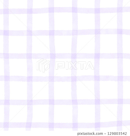 Purple White Plaid Gingham Madras Check Hand Drawn Background Pattern Overlay 129803542