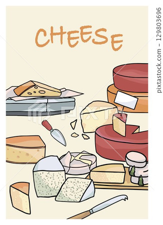 poster template with different types of cheese 129803696