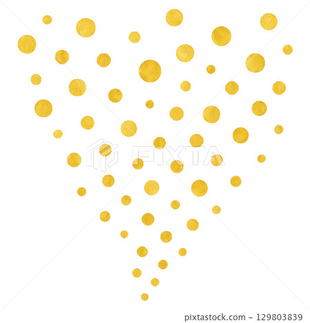 Transparent illustration of golden round confetti arranged in a heart shape 129803839