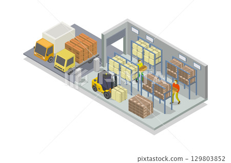 Isometric Warehouse 129803852