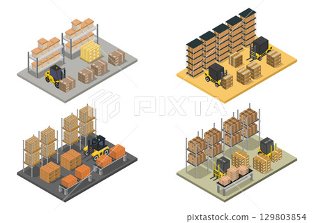 Isometric Warehouse Isometric Warehouse 129803854