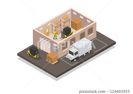 Isometric Warehouse 129803855