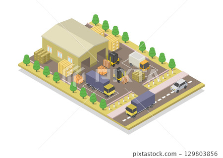 Isometric Warehouse 129803856