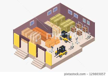 Isometric Warehouse 129803857