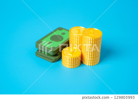 Money from plastic. Fiat currency concept. Payment technologies. 129803993