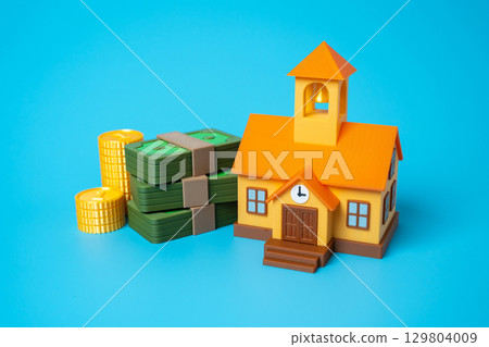 School and money. Education funding. Private schools. Public versus private financing. 129804009