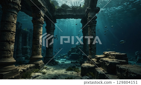Ancient city (ruins) sleeping under the sea 129804151