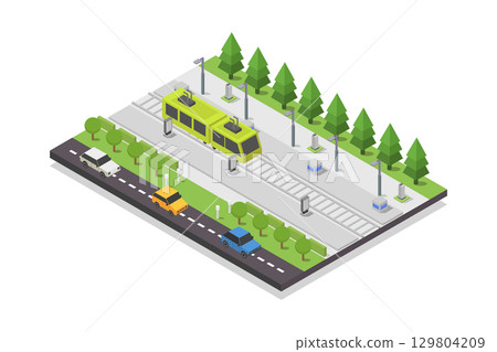 Isometric train station 129804209