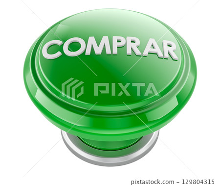 Comprar green push button, Spanish for buy. 3D rendering Comprar green push button, Spanish for buy. 3D rendering 129804315