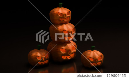 The Pumpkin Jack for Halloween orHoliday concept 3d Rendering. 129804435