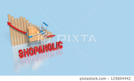 The Shopping Cart and Box for shopaholic concept 3d Rendering. The Shopping Cart and Box for shopaholic concept 3d Rendering. 129804442