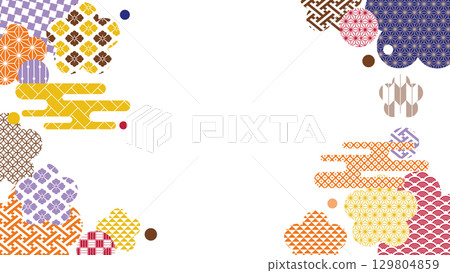 Autumn season colorful Japanese pattern background illustration 129804859