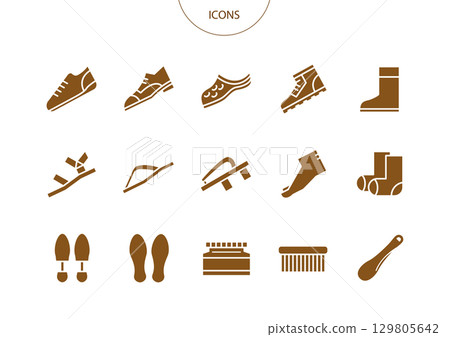 Men's shoes icon pictogram vector illustration set Men's shoes icon pictogram vector illustration set 129805642