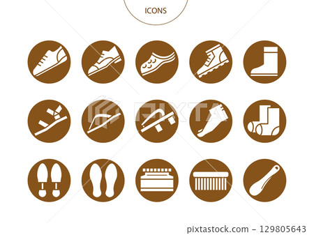 Men's shoes icon pictogram vector illustration set Men's shoes icon pictogram vector illustration set 129805643