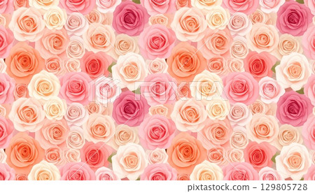 AI 影像：許多色彩繽紛的玫瑰 129805728