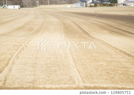 Fields prepared before spring planting 129805751