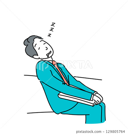 Stock Illustration: Vector illustration of a businessman sleeping on a train 129805764