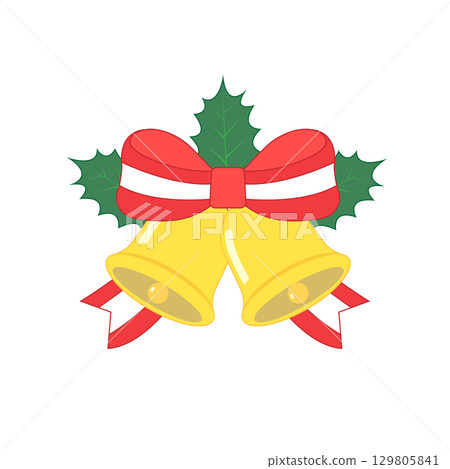 Christmas bell and ribbon illustration material 129805841