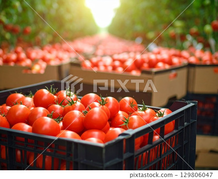 Harvested mini tomatoes Harvested mini tomatoes 129806047