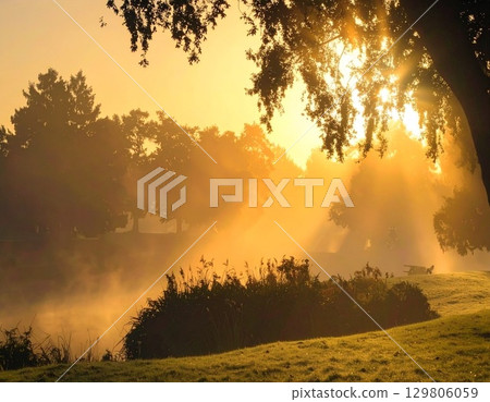 Misty morning landscape 129806059