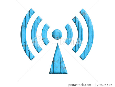Blue Wi-Fi logo mark radio wave antenna illustration icon pictogram 129806346