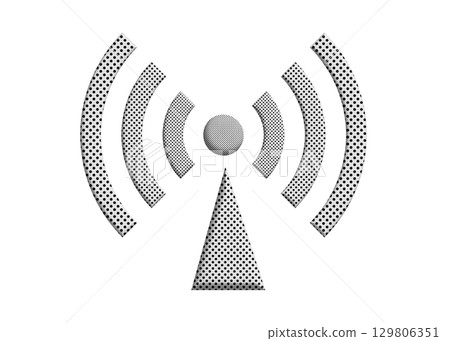 Monochrome polka dot Wi-Fi logo mark radio wave antenna illustration icon pictogram 129806351