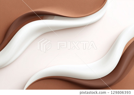 Chocolate and milk melting together 129806393