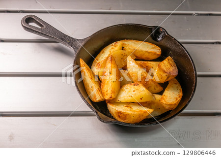 German fried potatoes outdoors German fried potatoes outdoors 129806446