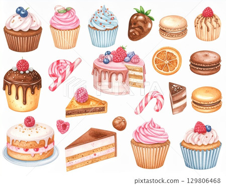 可愛的糖果插圖集 129806468
