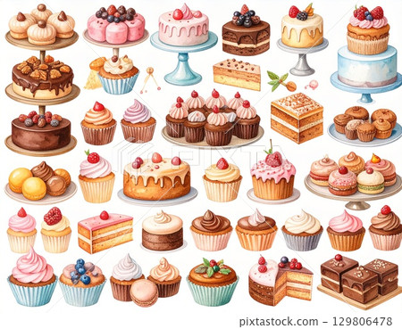 可愛的蛋糕圖 129806478