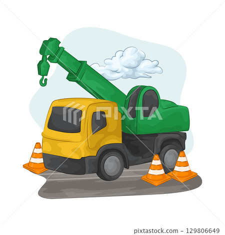 Illustration of Crane Truck 129806649