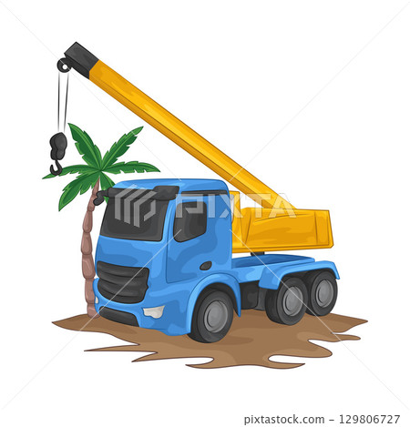 Illustration of Crane Truck Illustration of Crane Truck 129806727