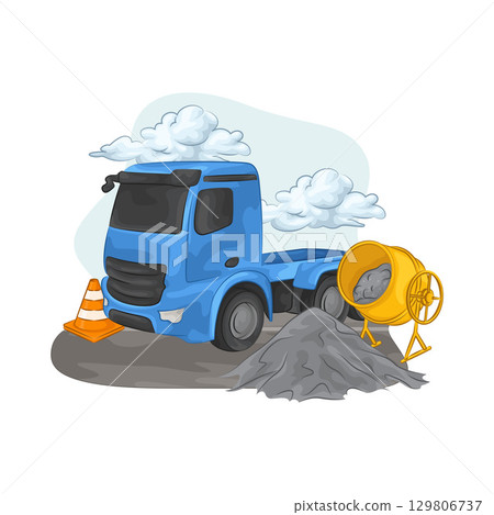 Illustration of Construction Truck  Illustration of Construction Truck  129806737
