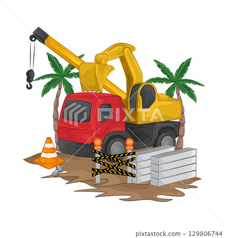Illustration of Construction Truck Illustration of Construction Truck 129806744