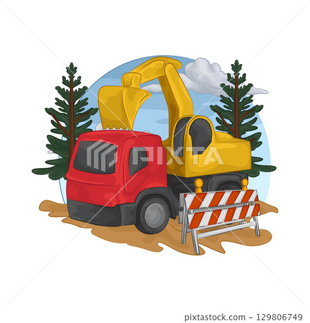 Illustration of Construction Truck Illustration of Construction Truck 129806749