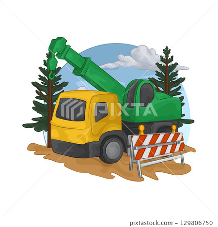 Illustration of Crane Truck  129806750