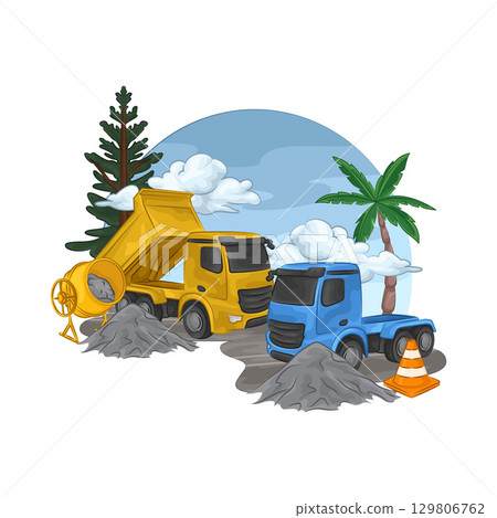 Illustration of Construction Truck  129806762