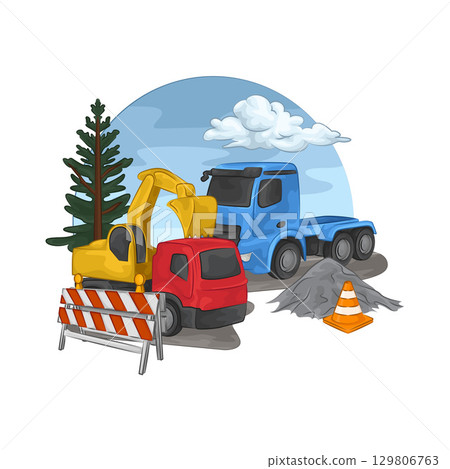 Illustration of Construction Truck  129806763