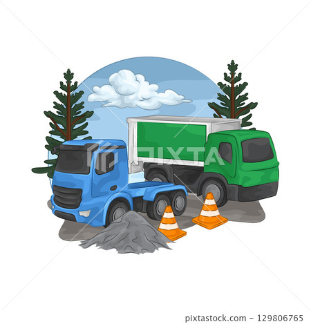 Illustration of Construction Truck  129806765