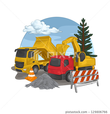 Illustration of Construction Truck Illustration of Construction Truck 129806766