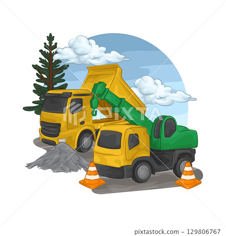 Illustration of Construction Truck  129806767