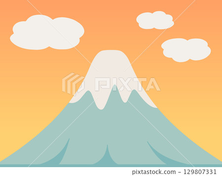 富士山和日落天空的風景插圖簡單的背景資料 富士山和日落天空的風景插圖簡單的背景資料 129807331