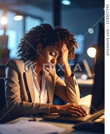 Tired person in the office Tired person in the office 129807340
