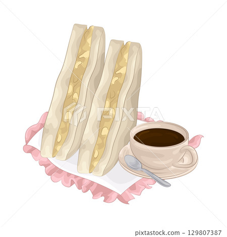Illustration of Sandwich and Coffee Cup Illustration of Sandwich and Coffee Cup 129807387