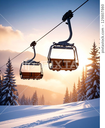 Ski resort gondola 129807860