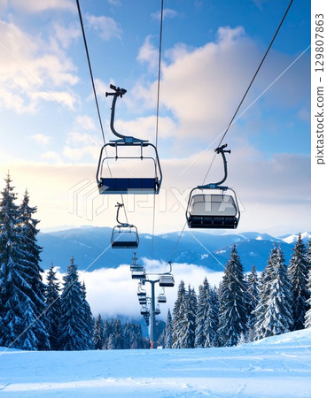 Ski resort gondola 129807863