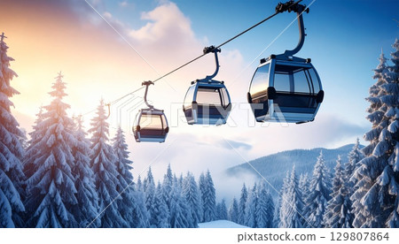 Ski resort gondola 129807864