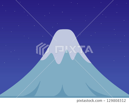 富士山和星空風景插畫簡單的夜晚背景素材 富士山和星空風景插畫簡單的夜晚背景素材 129808312